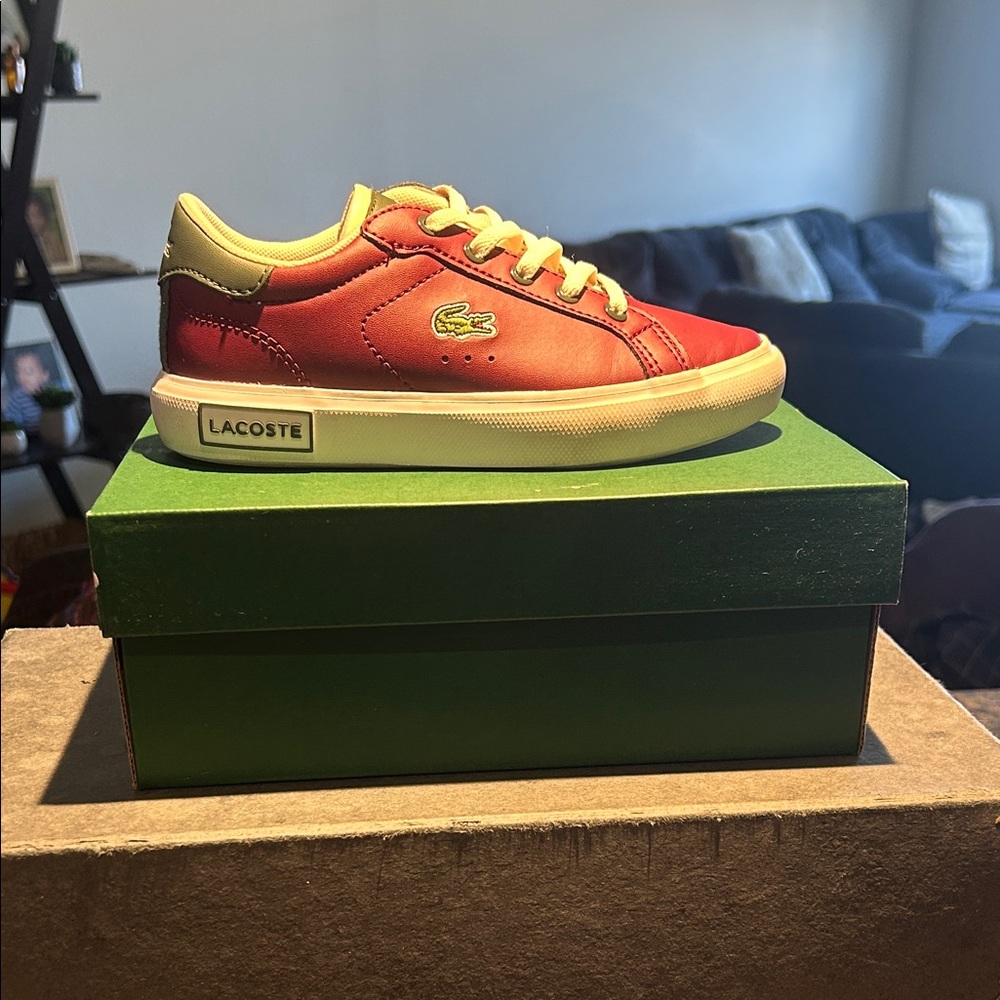 Lacoste Kids Red and Cream Low-Top Sneakers